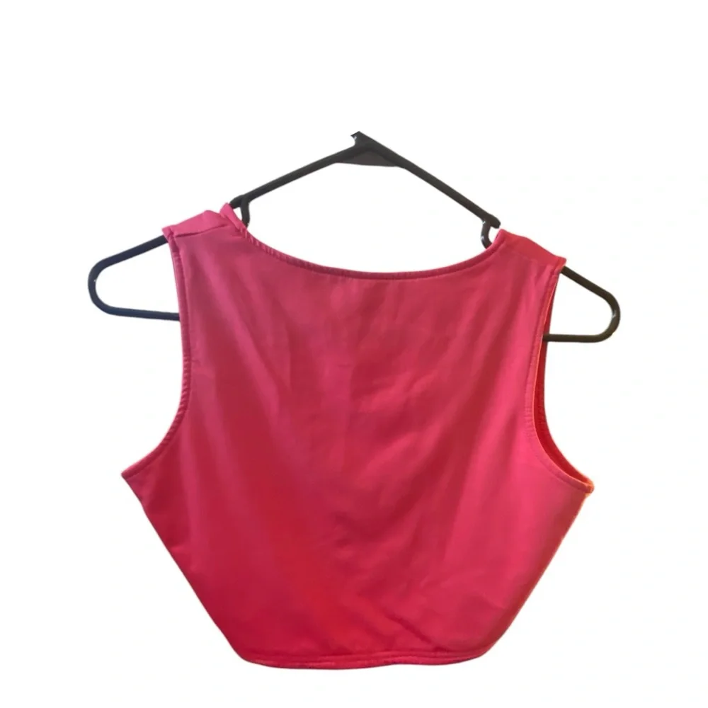 EVRI Red Crop Tie Front Tank Top